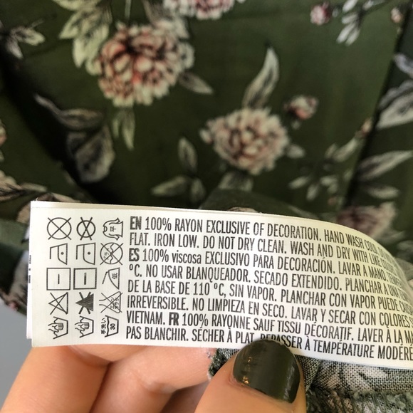 T-shirt dress olive green peony floral patterned - Picture 6 of 10